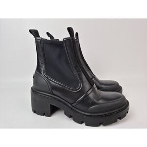 Tory Burch Women's Black Chelsea Lug Sole Ankle Leather Boots Size 8.5 M